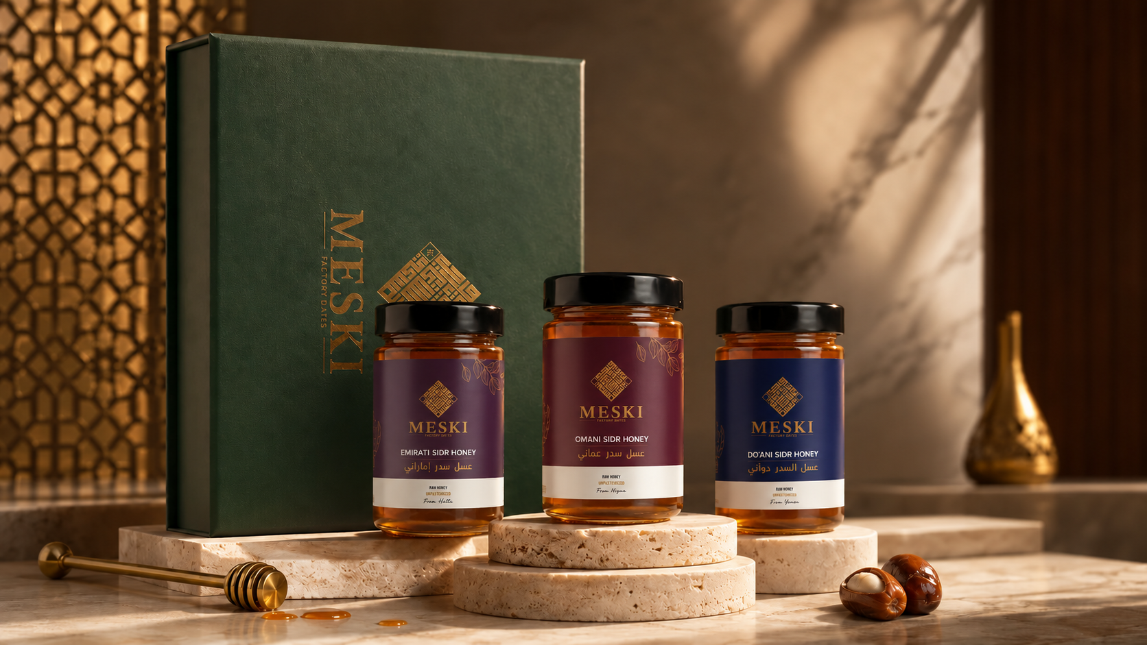 Collection de coffrets de miel Sidr MESKI et A.HUNEY&CO®