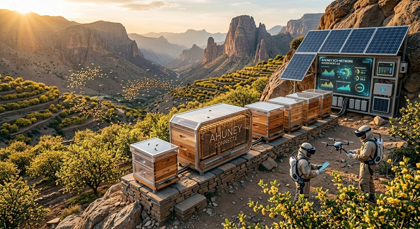 Ruche-connectee-avec-abeilles-et-miel-de-jujubier-Smart-beehive-with-jujube-honey